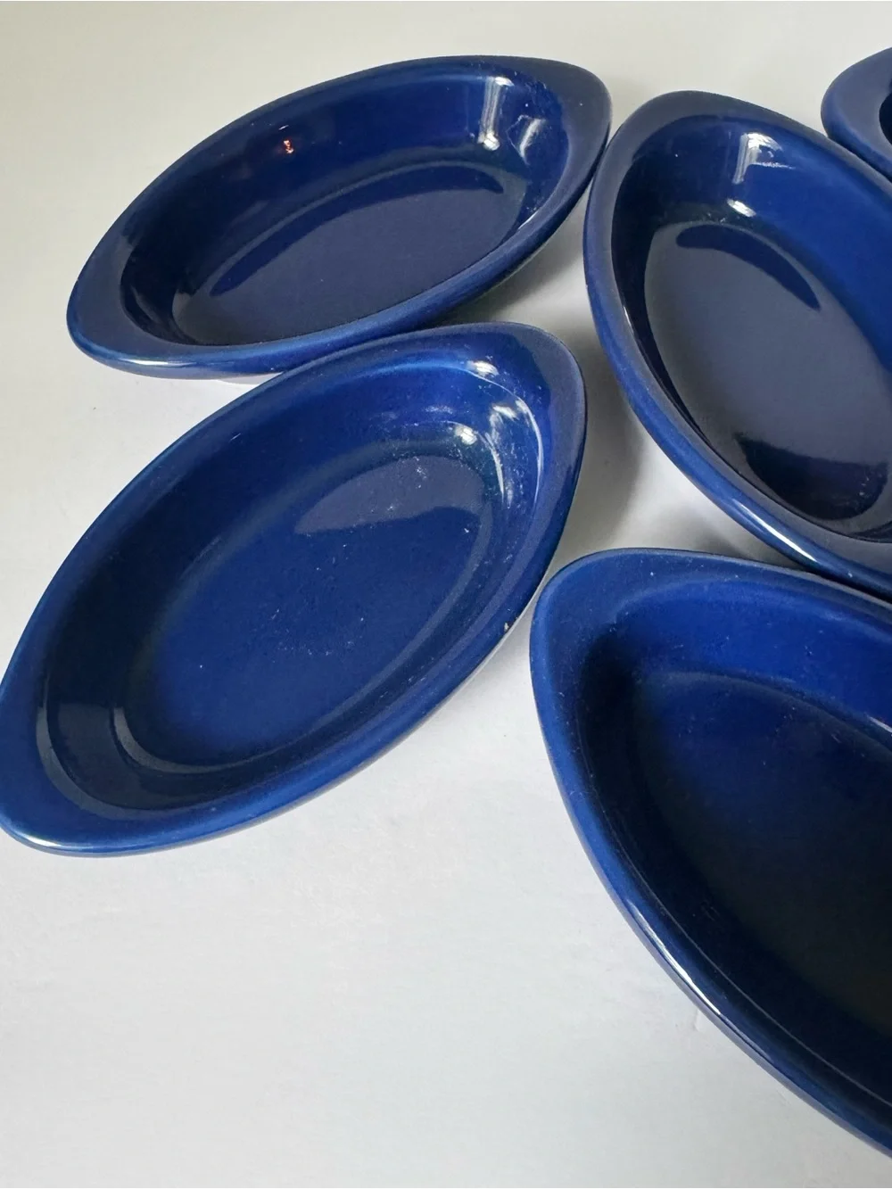Ceramic Dishes 6.5” x 3.5” Set Of 6 Sauce Casserole Cobalt Blue Oval Dish NEW